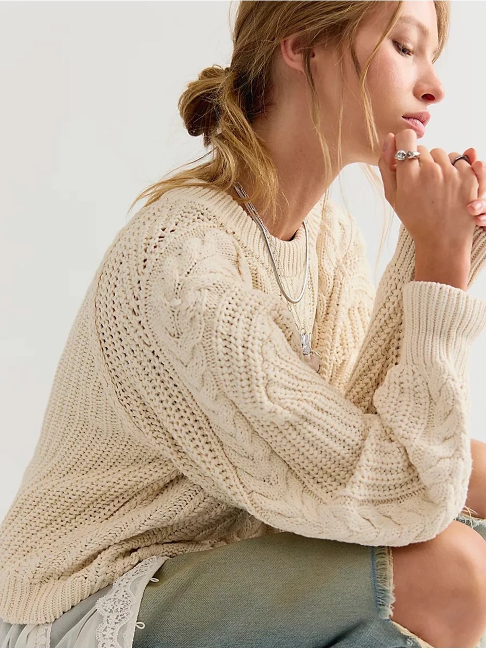 Free People Franke Cable Knot Sweater